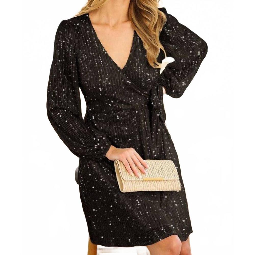 NEW VINE & LOVE lisa sequin dress in black - Picture 3 of 4